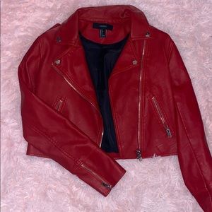 Leather jacket cropped .